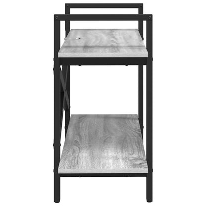 Bookshelf 2-Tier 100 x 33.5 x 64 cm Engineered Wood Grey Sonoma