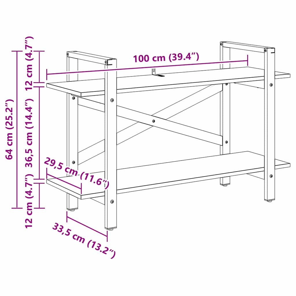 Bookshelf Grey Sonoma 100 x 33.5 x 64 cm Engineered Wood