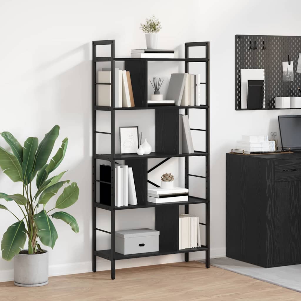 Bookshelf Black Oak 75 x 30 x 156 cm Engineered Wood
