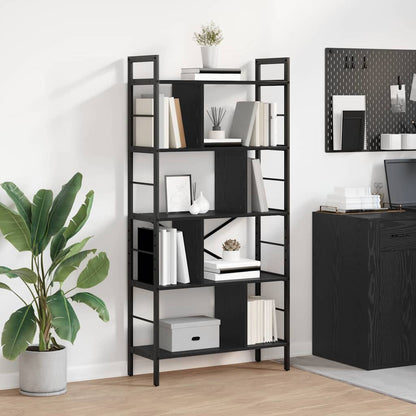 Bookshelf Black Oak 75 x 30 x 156 cm Engineered Wood