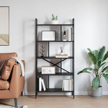 Bookshelf Black Oak 75 x 30 x 156 cm Engineered Wood