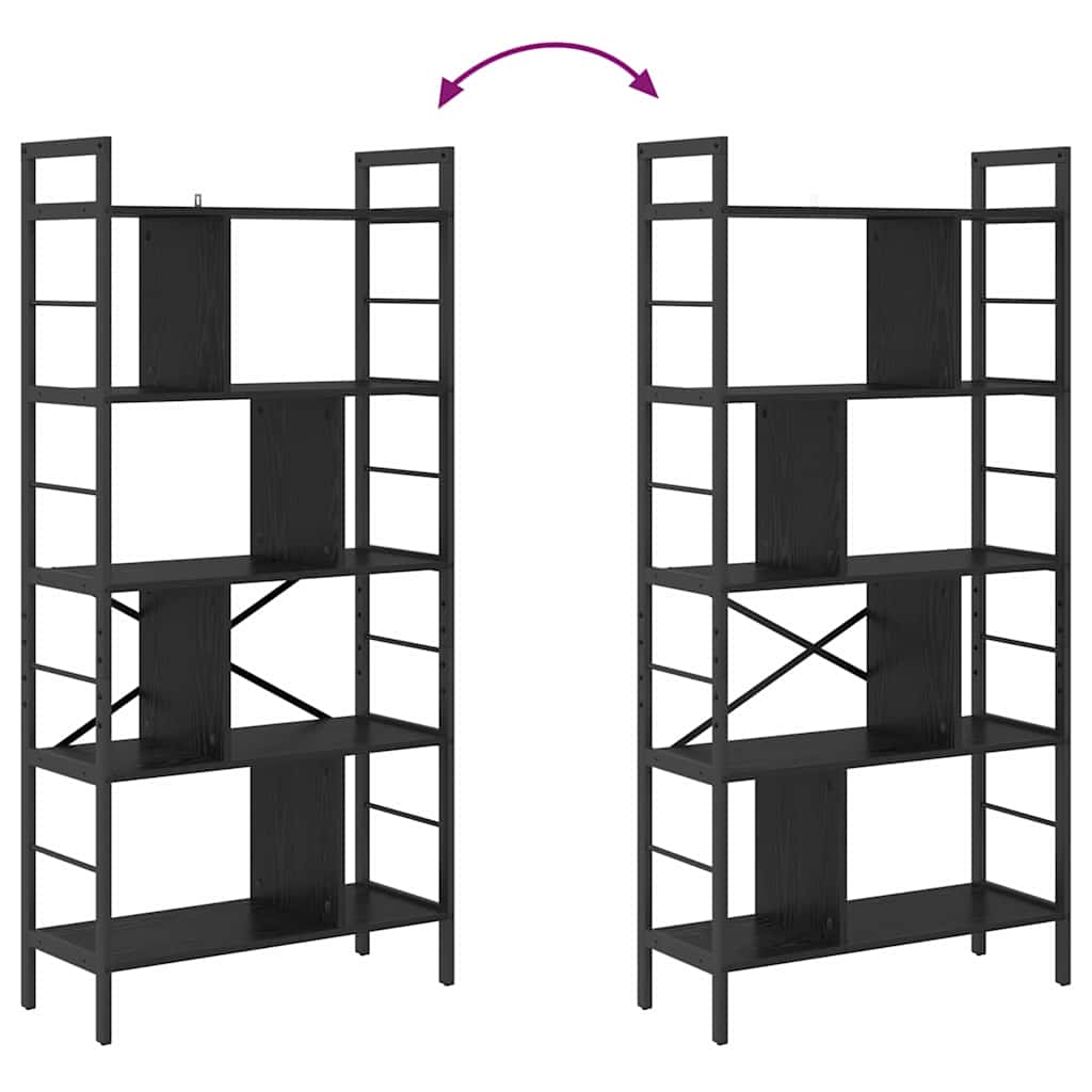 Bookshelf Black Oak 75 x 30 x 156 cm Engineered Wood