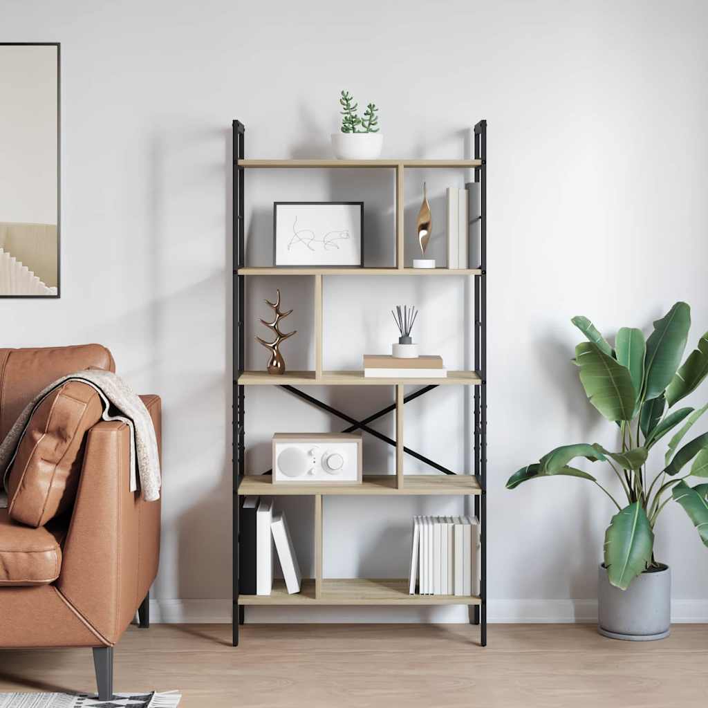Bookshelf Sonoma Oak 75 x 30 x 156 cm Engineered Wood