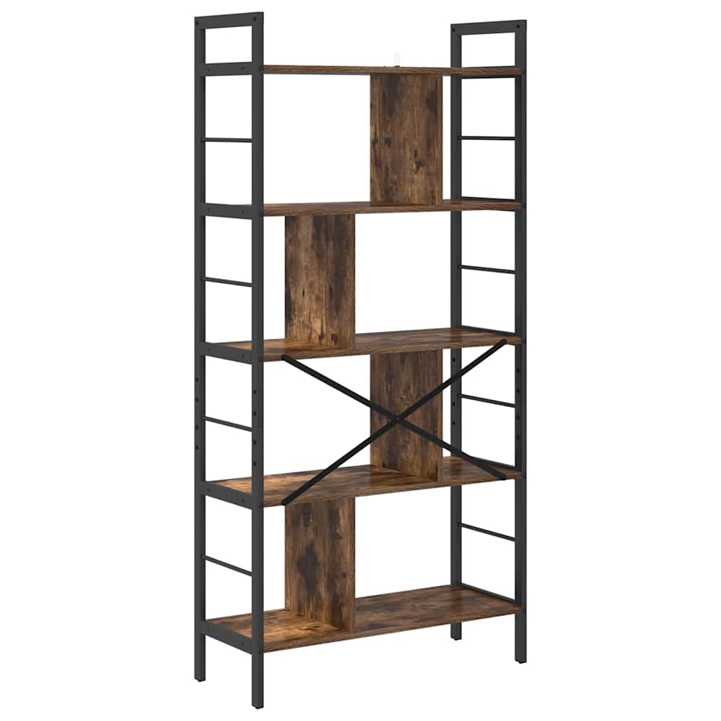 Bookshelf Smoked Oak 75 x 30 x 156 cm Engineered Wood