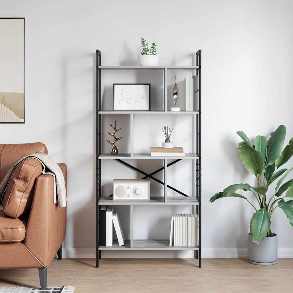 Bookshelf Grey Sonoma 75 x 30 x 156 cm Engineered Wood