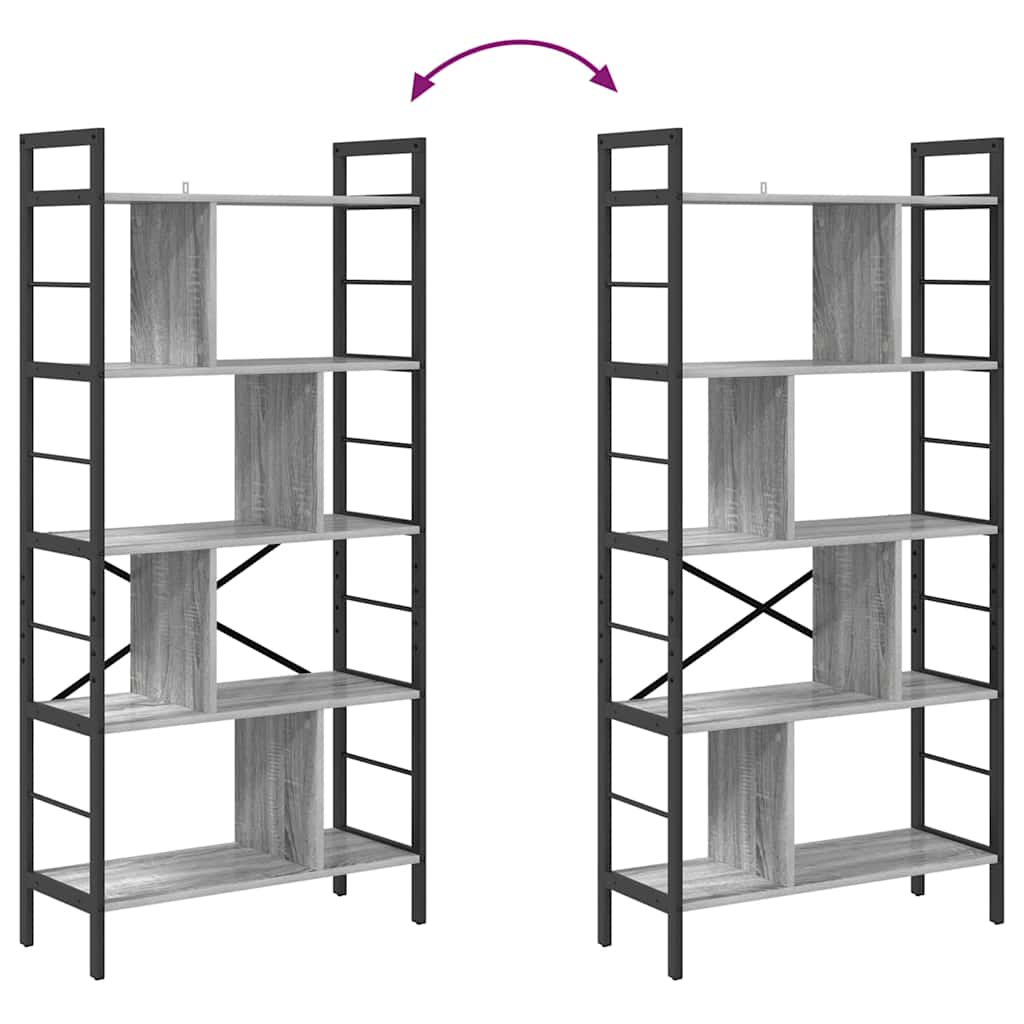 Bookshelf Grey Sonoma 75 x 30 x 156 cm Engineered Wood