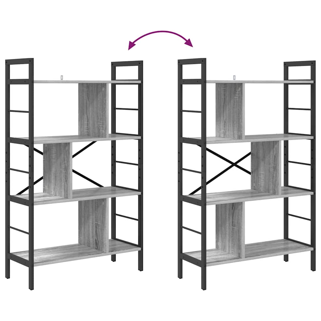 Bookshelf Grey Sonoma 75 x 30 x 123.5 cm Engineered Wood