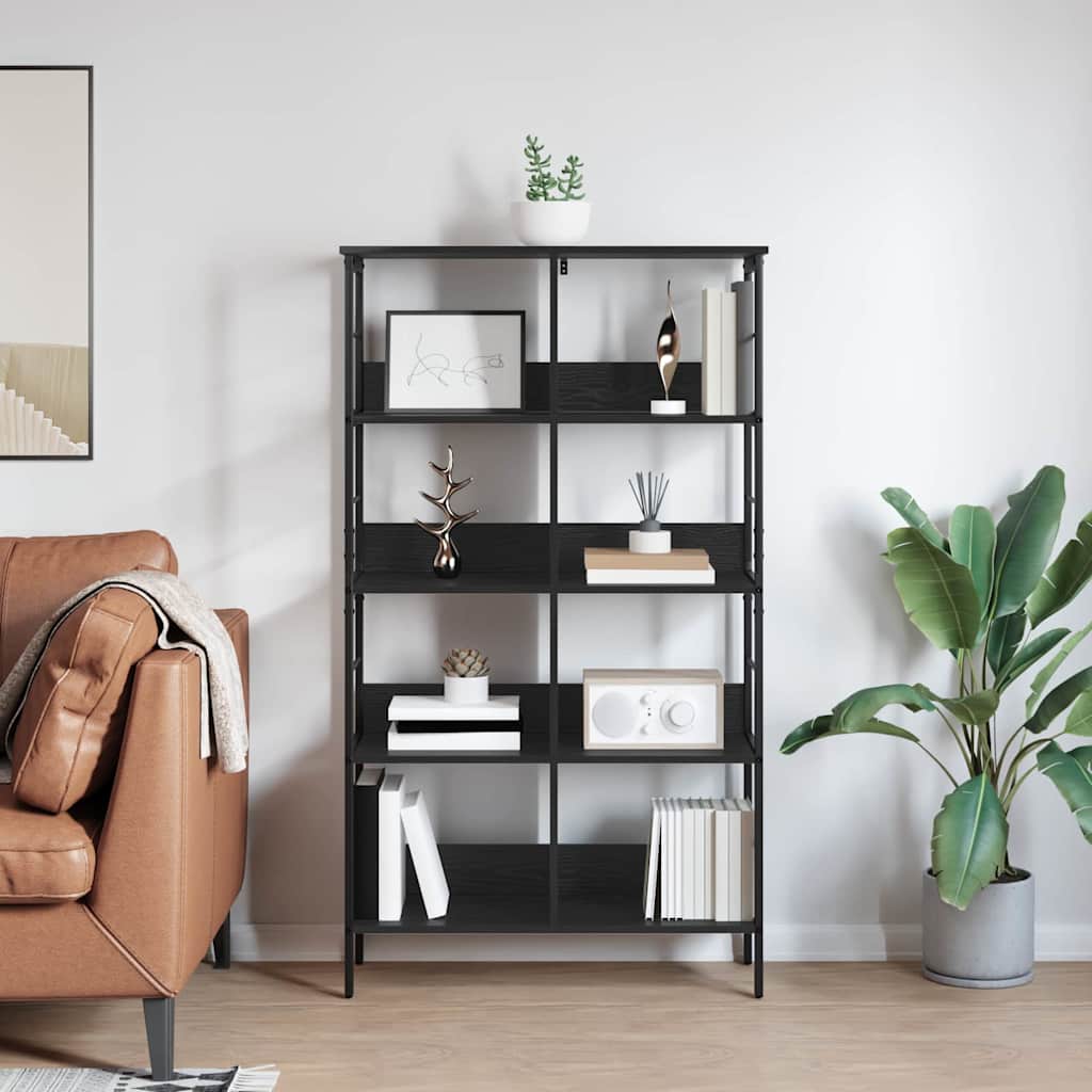 Bookshelf 8-Tier 82 x 32 x 144.5 cm Engineered Wood Black Oak