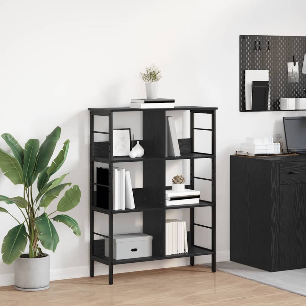 Bookshelf 6-Tier 82 x 32 x 112 cm Engineered Wood Black Oak