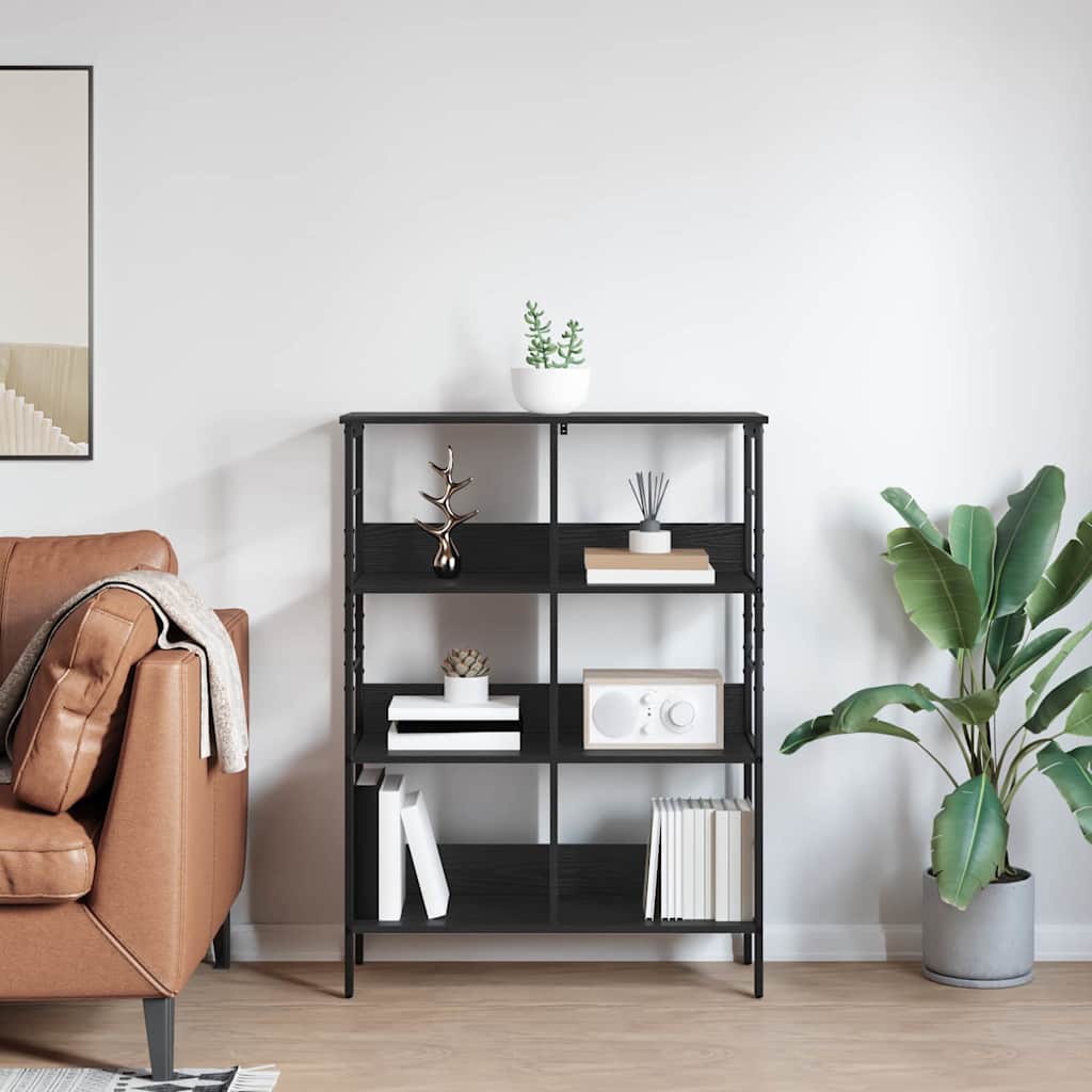 Bookshelf 6-Tier 82 x 32 x 112 cm Engineered Wood Black Oak