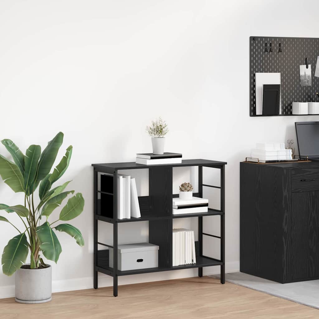 Bookshelf 4-Tier 82 x 32 x 79 cm Engineered Wood Black Oak
