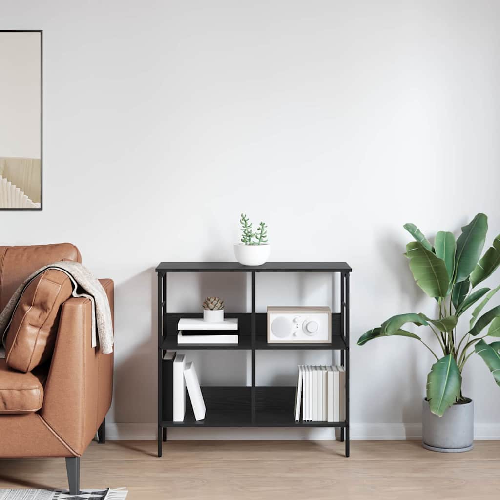 Bookshelf 4-Tier 82 x 32 x 79 cm Engineered Wood Black Oak