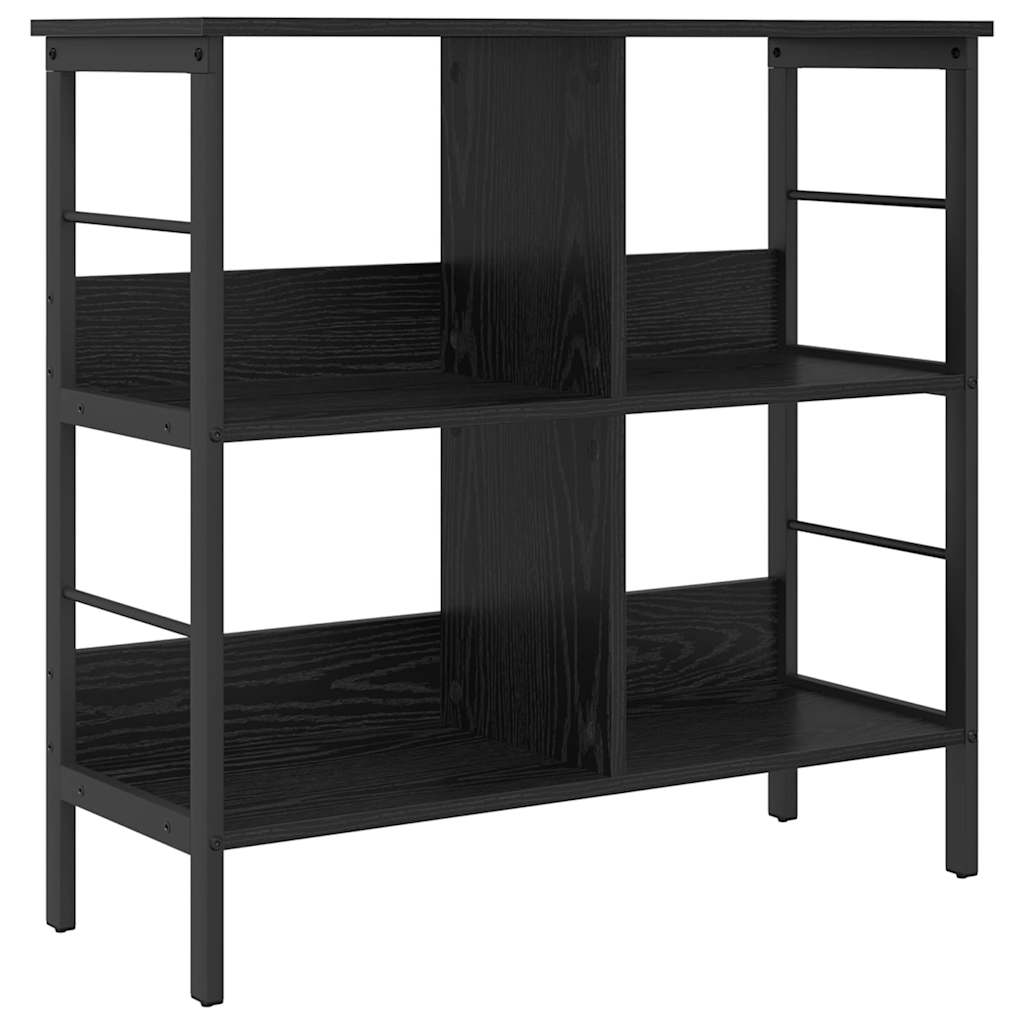 Bookshelf 4-Tier 82 x 32 x 79 cm Engineered Wood Black Oak