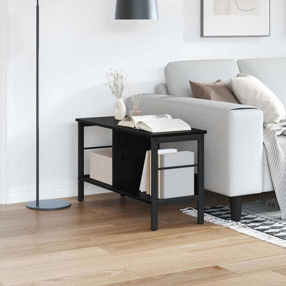 Bookshelf 2-Tier 82 x 32 x 47 cm Engineered Wood Black Oak