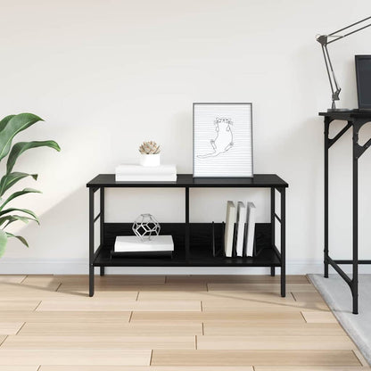 Bookshelf 2-Tier 82 x 32 x 47 cm Engineered Wood Black Oak