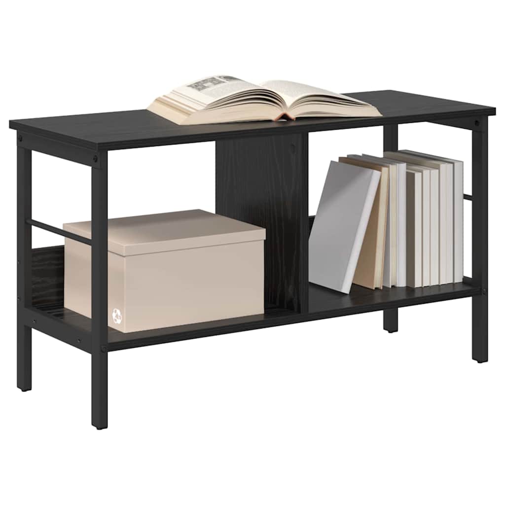 Bookshelf 2-Tier 82 x 32 x 47 cm Engineered Wood Black Oak