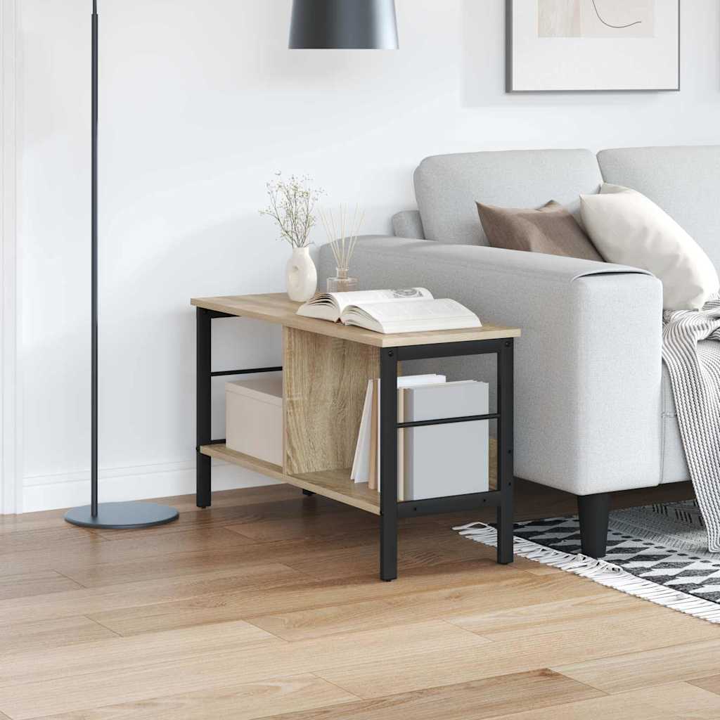 Bookshelf 2-Tier 82 x 32 x 47 cm Engineered Wood Sonoma Oak