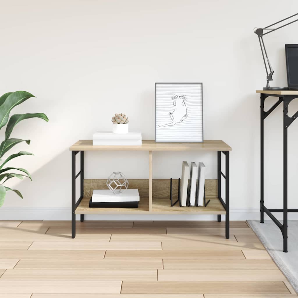 Bookshelf 2-Tier 82 x 32 x 47 cm Engineered Wood Sonoma Oak