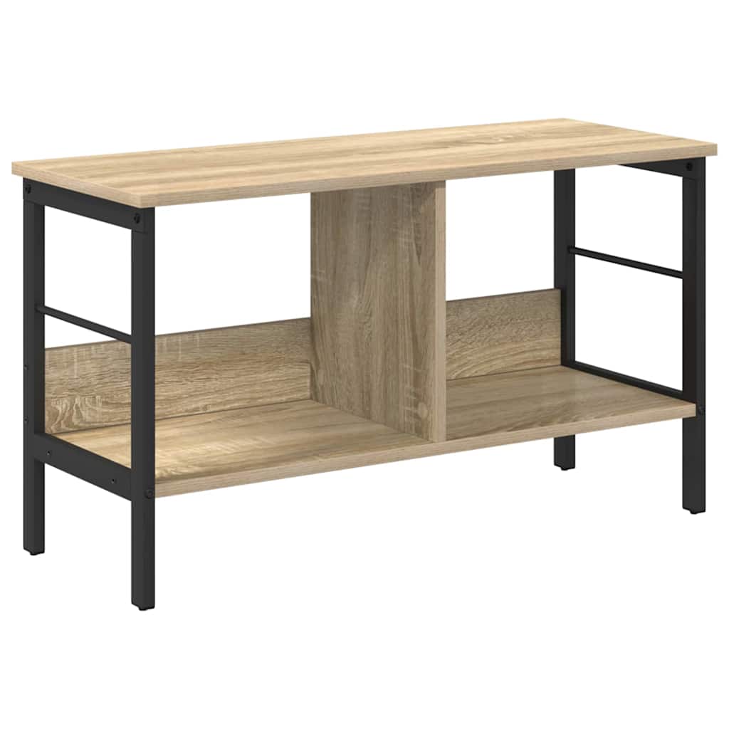 Bookshelf 2-Tier 82 x 32 x 47 cm Engineered Wood Sonoma Oak