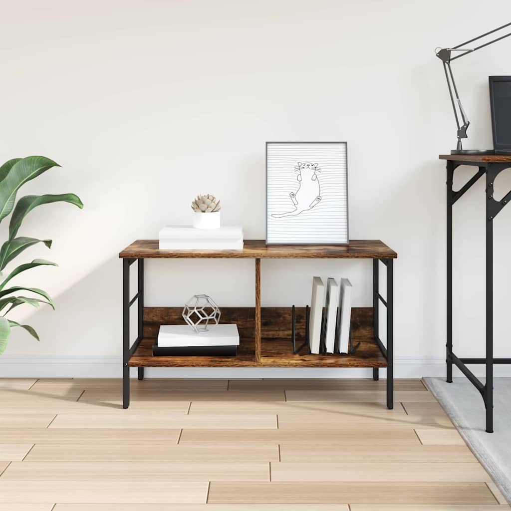 Bookshelf 2-Tier 82 x 32 x 47 cm Engineered Wood Smoked Oak