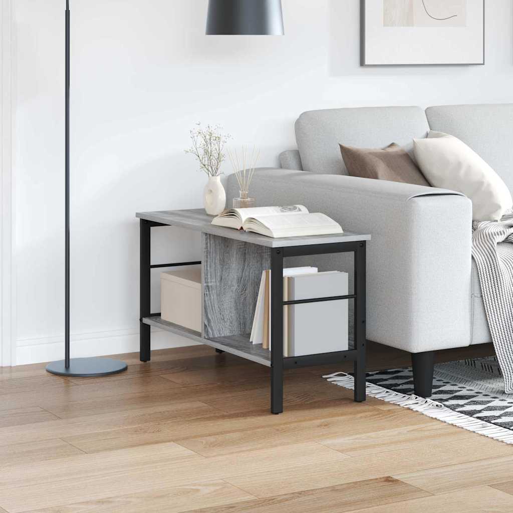 Bookshelf 2-Tier 82 x 32 x 47 cm Engineered Wood Grey Sonoma