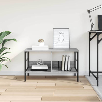 Bookshelf 2-Tier 82 x 32 x 47 cm Engineered Wood Grey Sonoma