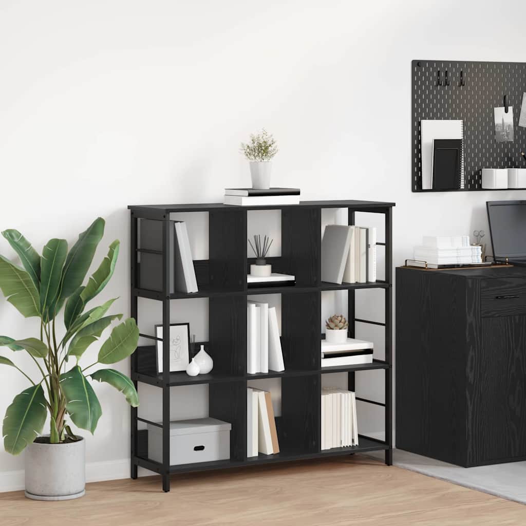 Bookshelf 9-Tier 102 x 32 x 104.5 cm Engineered Wood Black Oak