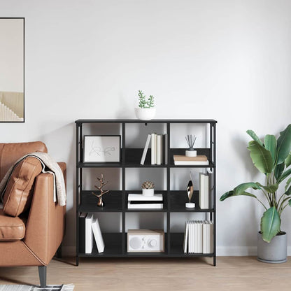 Bookshelf 9-Tier 102 x 32 x 104.5 cm Engineered Wood Black Oak