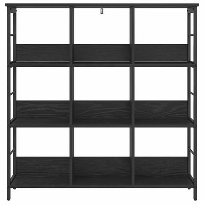 Bookshelf 9-Tier 102 x 32 x 104.5 cm Engineered Wood Black Oak