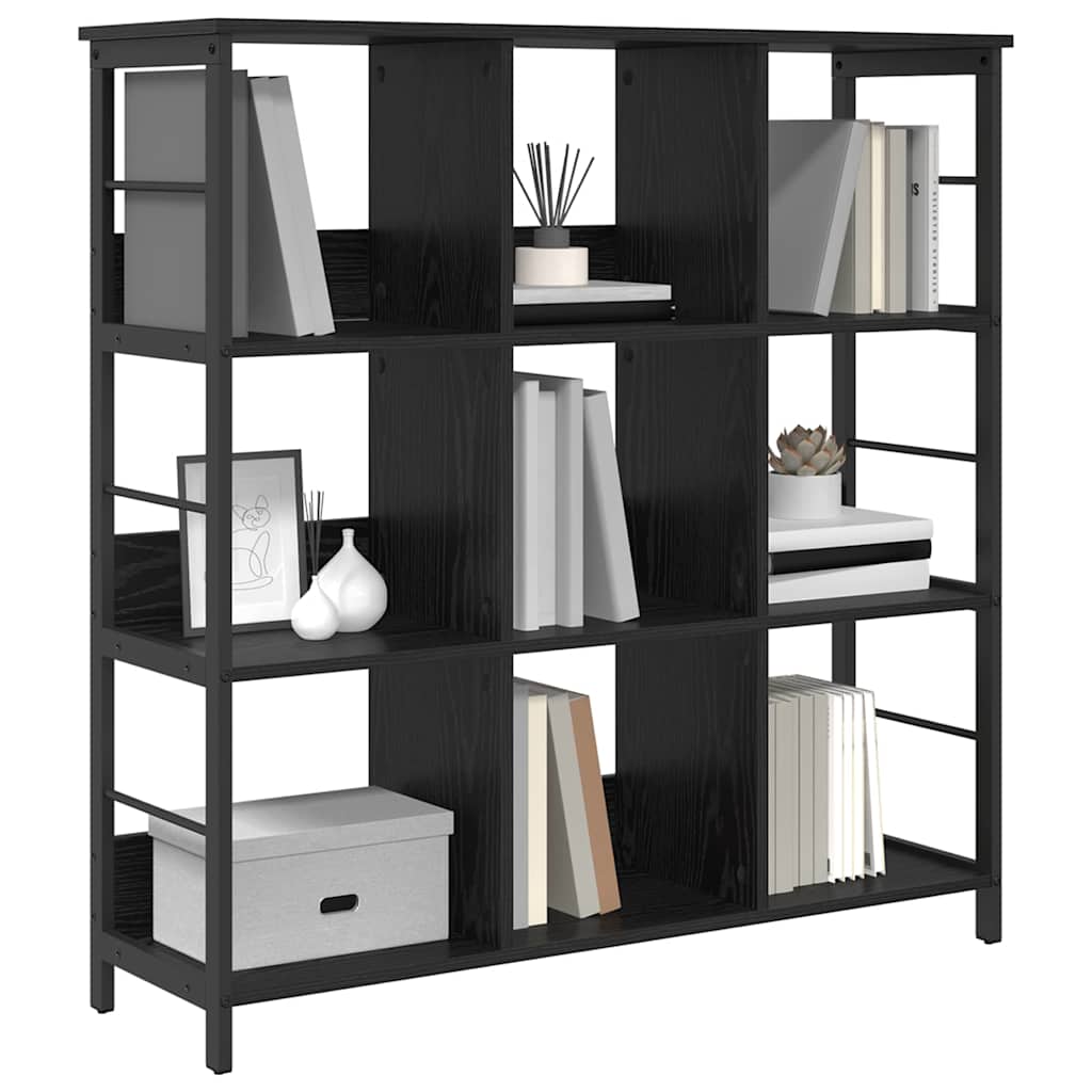 Bookshelf 9-Tier 102 x 32 x 104.5 cm Engineered Wood Black Oak