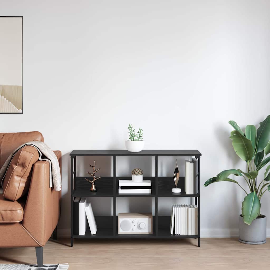 Bookshelf 6-Tier 102 x 32 x 72.5 cm Engineered Wood Black Oak