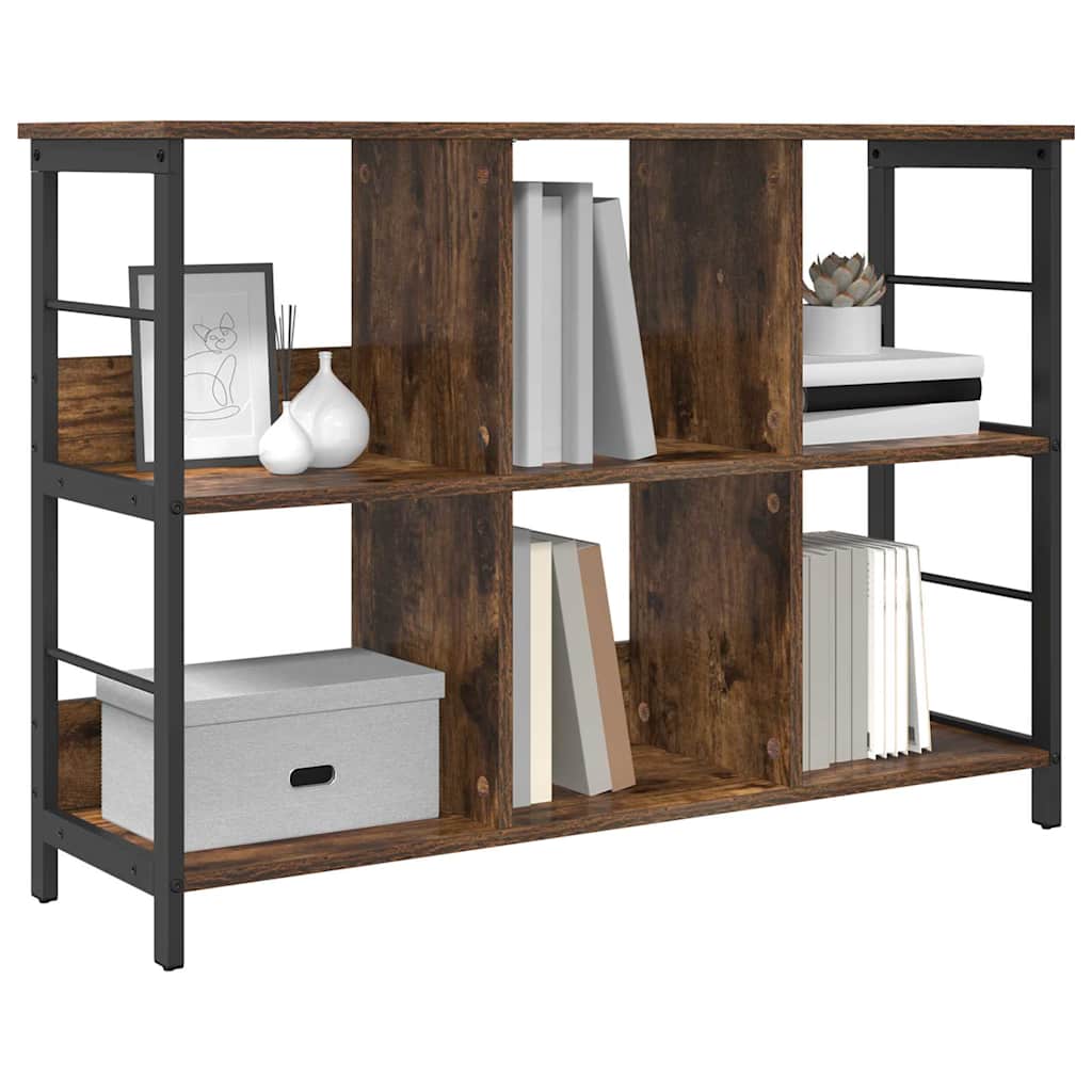 Bookshelf 6-Tier 102 x 32 x 72.5 cm Engineered Wood Smoked Oak
