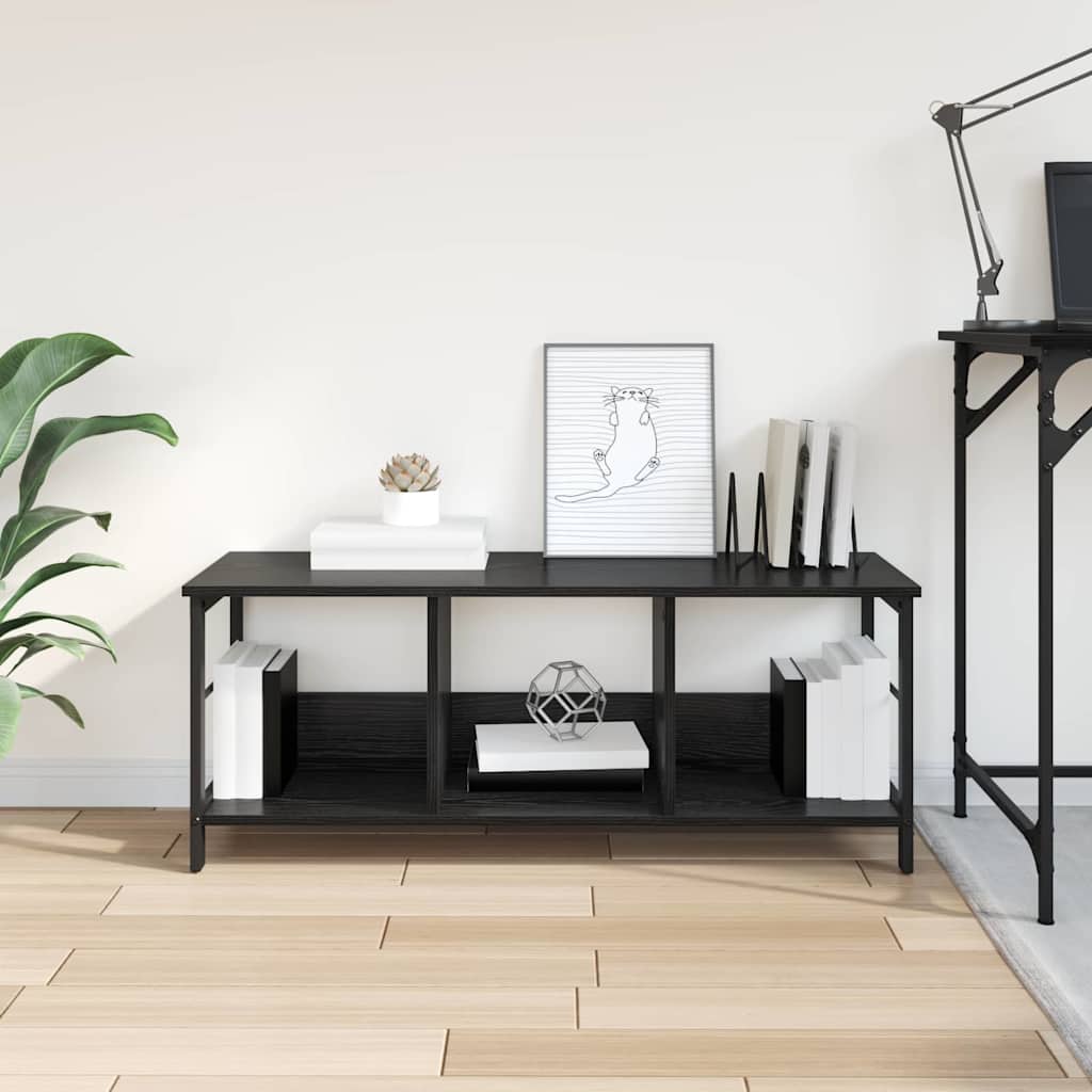 Bookshelf 3-Tier 102 x 32 x 40.5 cm Engineered Wood Black Oak
