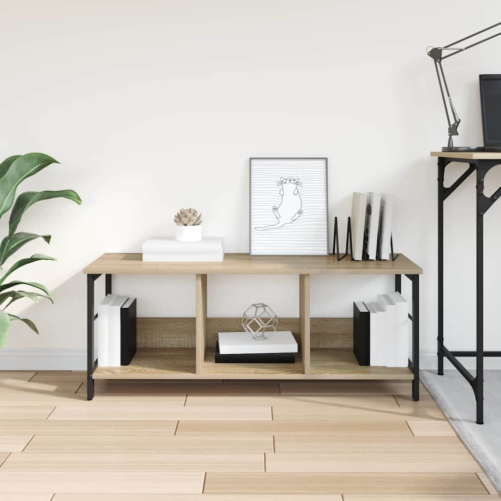 Bookshelf 3-Tier 102 x 32 x 40.5 cm Engineered Wood Sonoma Oak