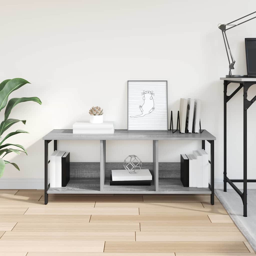 Bookshelf 3-Tier 102 x 32 x 40.5 cm Engineered Wood Grey Sonoma