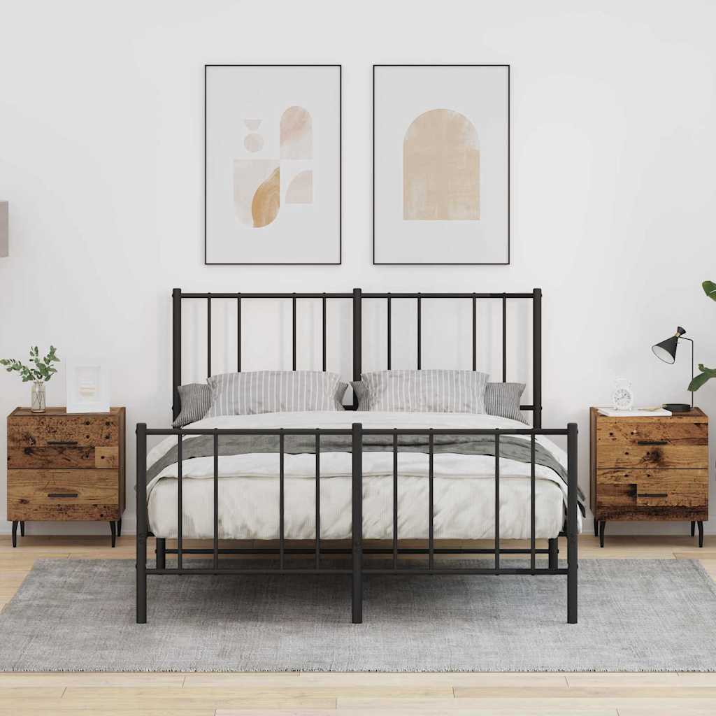 Bedside Cabinet with Drawer 2 pcs Old Wood 40 x 35 x 47.5 cm