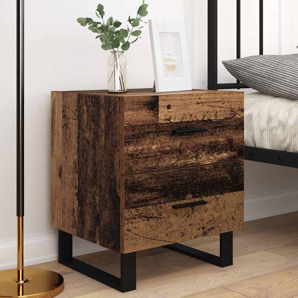 Bedside Cabinet 2 pcs Old Wood and Black 40 x 35 x 47.5 cm