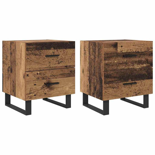 Bedside Cabinet 2 pcs Old Wood and Black 40 x 35 x 47.5 cm