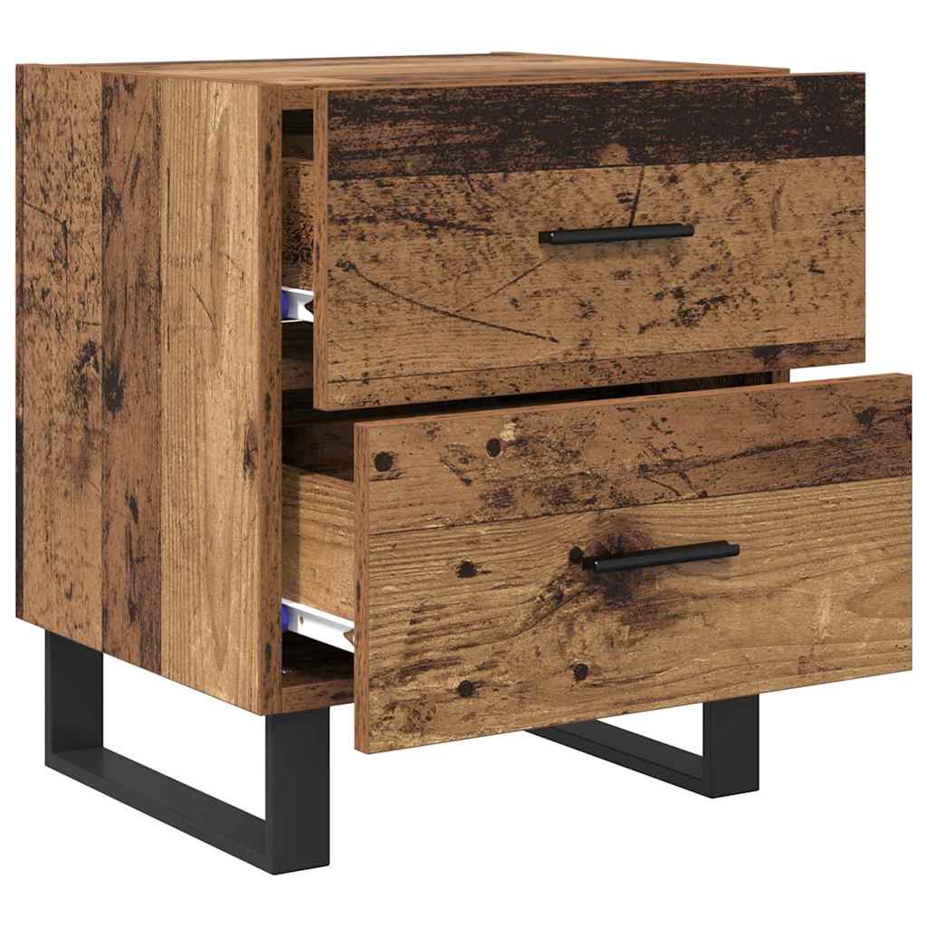 Bedside Cabinet 2 pcs Old Wood and Black 40 x 35 x 47.5 cm