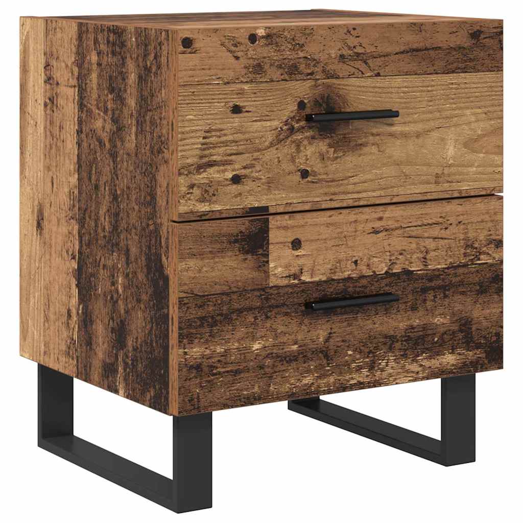 Bedside Cabinet 2 pcs Old Wood and Black 40 x 35 x 47.5 cm