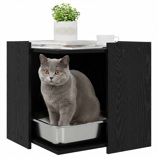 Cat Litter Box Enclosure Black oak 53 x 53 x 51 cm