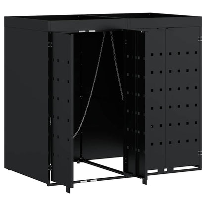Wheelie Bin Storage for 2 Bins Black 136 x 77.5 x 121.5 cm