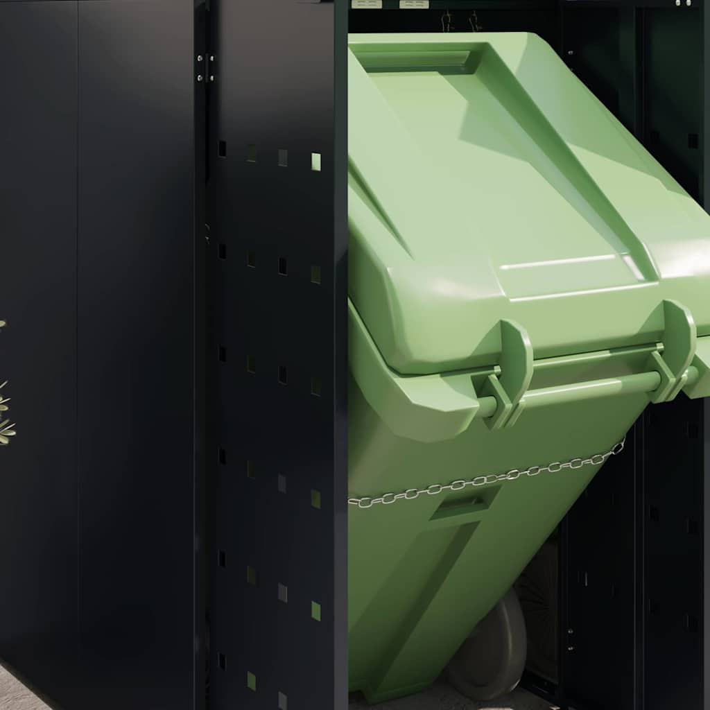 Wheelie Bin Storage for 3 Bins Black 204 x 77.5 x 121.5 cm