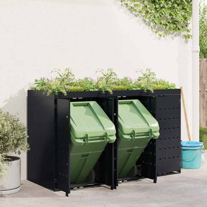 Wheelie Bin Storage for 3 Bins Black 204 x 77.5 x 121.5 cm