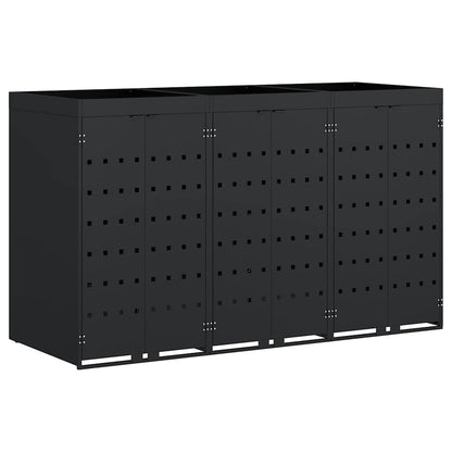 Wheelie Bin Storage for 3 Bins Black 204 x 77.5 x 121.5 cm