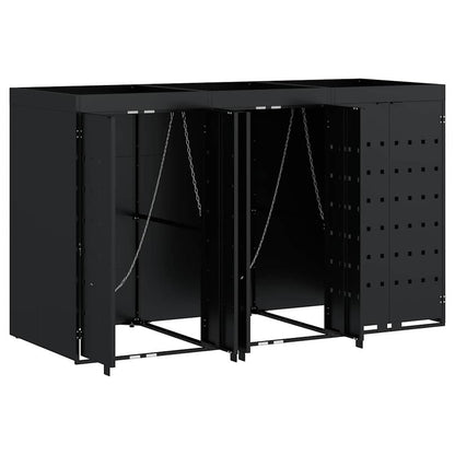 Wheelie Bin Storage for 3 Bins Black 204 x 77.5 x 121.5 cm