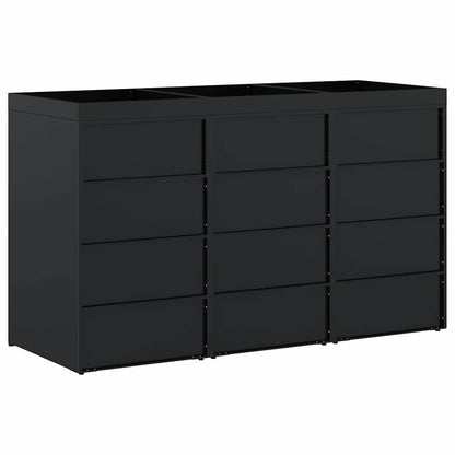 Wheelie Bin Storage for 3 Bins Black 204 x 77.5 x 121.5 cm
