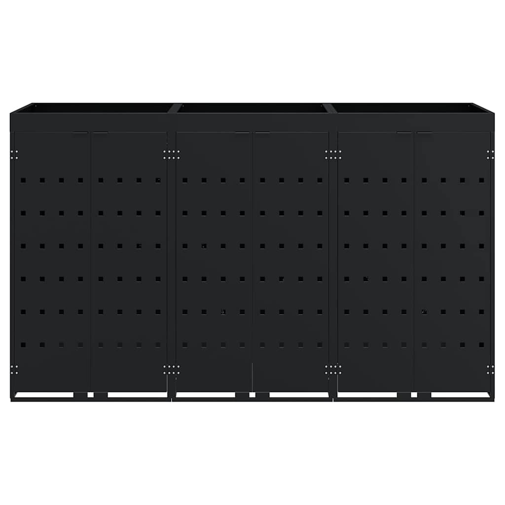 Wheelie Bin Storage for 3 Bins Black 204 x 77.5 x 121.5 cm
