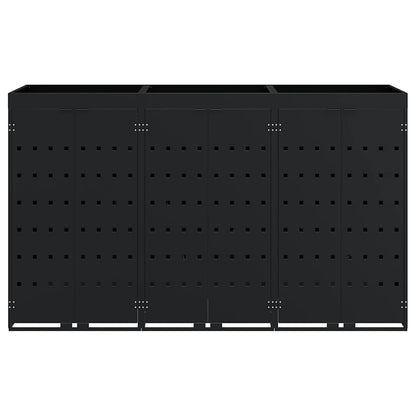 Wheelie Bin Storage for 3 Bins Black 204 x 77.5 x 121.5 cm