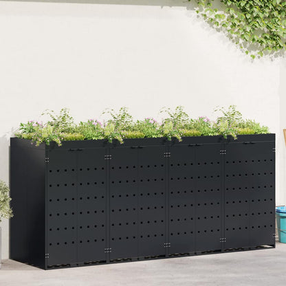 Wheelie Bin Storage for 4 Bins Black 272 x 77.5 x 121.5 cm
